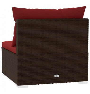  Trivietė sofa su pagalvėlėmis, rudos spalvos, poliratanas - Moduliniai lauko baldai - 6