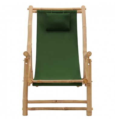  Terasos kėdė, žalios spalvos, bambukas ir drobė - Lauko kėdės - 2