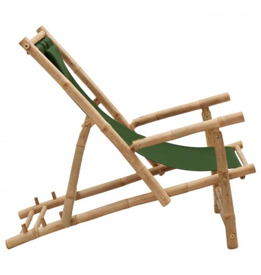  Terasos kėdė, žalios spalvos, bambukas ir drobė - Lauko kėdės - 3