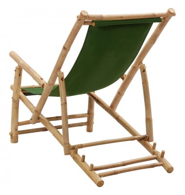  Terasos kėdė, žalios spalvos, bambukas ir drobė - Lauko kėdės - 5