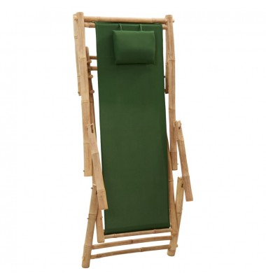  Terasos kėdė, žalios spalvos, bambukas ir drobė - Lauko kėdės - 6