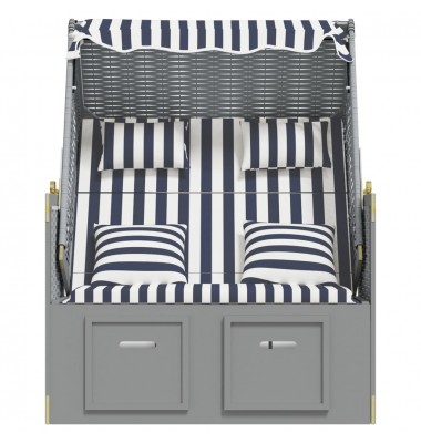  Paplūdimio kėdė, mėlyna/balta, poliratanas/mediena - Gultai, šezlongai - 7