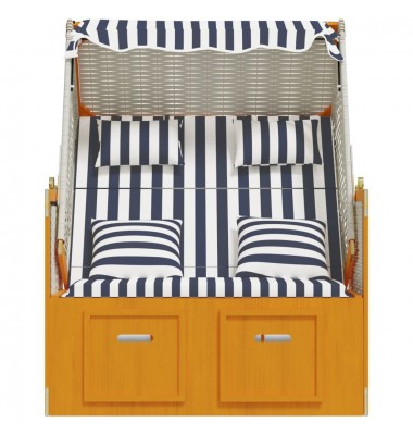  Paplūdimio kėdė, balta/mėlyna, poliratanas/mediena - Gultai, šezlongai - 7