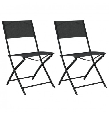  Sulankstomos lauko kėdės, 2vnt., juodos, plienas ir tekstilenas - Lauko kėdės - 1