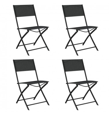  Sulankstomos lauko kėdės, 4vnt., juodos, plienas ir tekstilenas - Lauko kėdės - 1