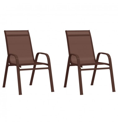  Sudedamos sodo kėdės, 2vnt., rudos, tekstileno audinys - Lauko kėdės - 1