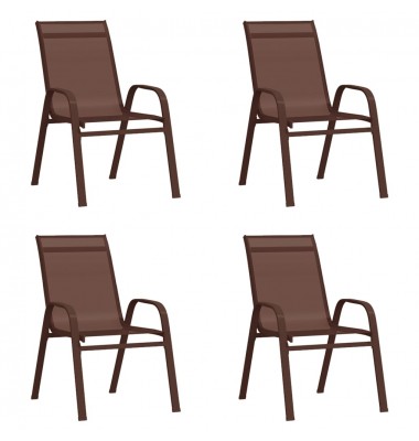  Sudedamos sodo kėdės, 4vnt., rudos, tekstileno audinys - Lauko kėdės - 1