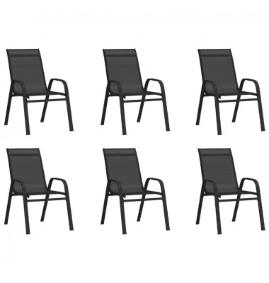  Sudedamos sodo kėdės, 6vnt., juodos, tekstileno audinys - Lauko kėdės - 1