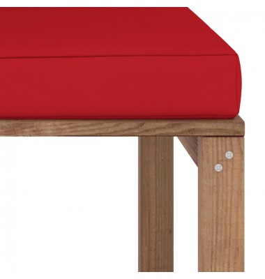 Kampinė sodo sofa iš palečių su raudonomis pagalvėlėmis - Moduliniai lauko baldai - 5