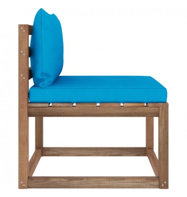 Vidurinė sodo sofos dalis iš palečių su mėlynomis pagalvėlėmis - Moduliniai lauko baldai - 3