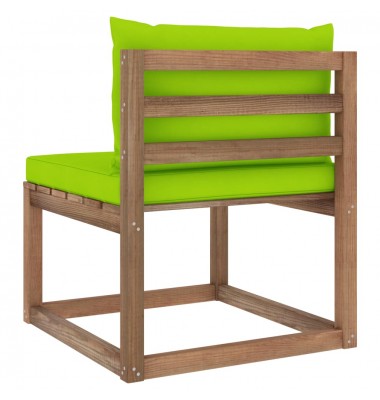 Vidurinė sodo sofos dalis iš palečių su žaliomis pagalvėlėmis - Moduliniai lauko baldai - 4