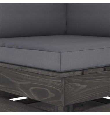  Modulinė kampinė sofa su pagalvėmis, pilkai impregnuota mediena - Moduliniai lauko baldai - 5