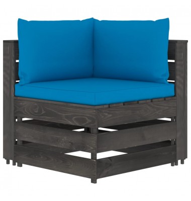  Modulinė kampinė sofa su pagalvėmis, pilkai impregnuota mediena - Moduliniai lauko baldai - 1