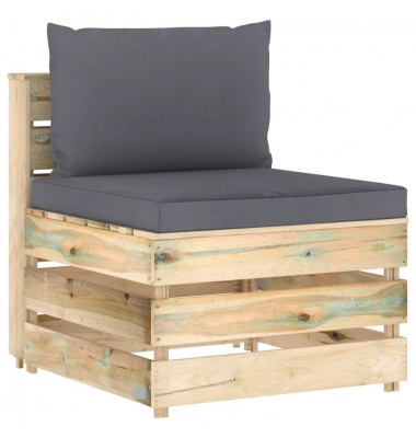  Modulinė vidurinė sofos dalis su pagalvėlėmis, mediena - Moduliniai lauko baldai - 1