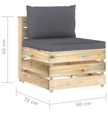  Modulinė vidurinė sofos dalis su pagalvėlėmis, mediena - Moduliniai lauko baldai - 6