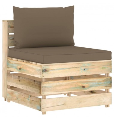  Modulinė vidurinė sofos dalis su pagalvėlėmis, mediena - Moduliniai lauko baldai - 1