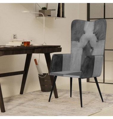  Krėslas, pilkos spalvos, tikra oda - Foteliai, krėslai - 1