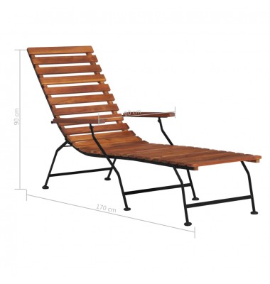  Lauko terasos kėdė, akacijos medienos masyvas - Gultai, šezlongai - 6