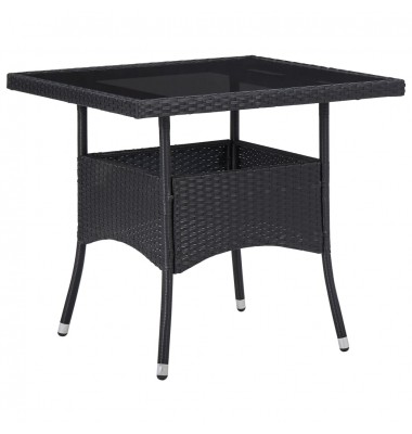  Lauko valgomojo stalas, juodos spalvos, poliratanas ir stiklas - Lauko stalai, staliukai - 1