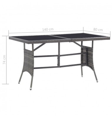  Sodo stalas, pilkos spalvos, 140x80x74cm, poliratanas - Lauko stalai, staliukai - 6