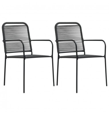  Sodo kėdės, 2vnt, juodos, medvilninė virvė ir plienas - Lauko kėdės - 1