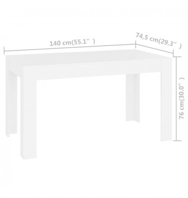  Valgomojo stalas, baltos spalvos, 140x74,5x76cm, MDP - Stalai - 5