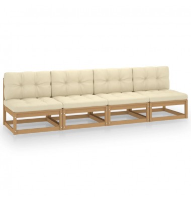  Keturvietė sodo sofa su pagalvėlėmis, pušies medienos masyvas - Lauko sofos, lovos - 1