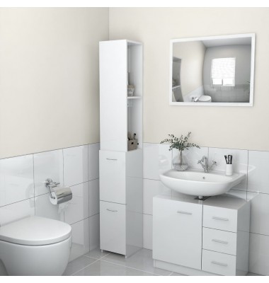 Vonios kambario spintelė, balta, 25x25x170cm, MDP, ypač blizgi - Vonios spintelės, veidrodžiai - 1