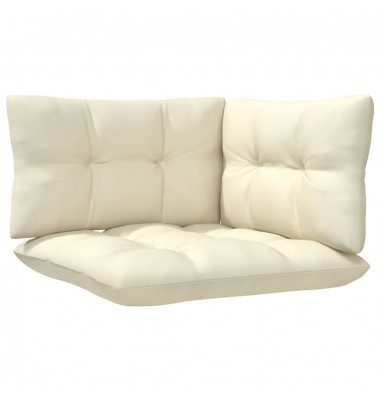  Trivietė sodo sofa su kreminėmis pagalvėlėmis, pušies masyvas - Lauko sofos, lovos - 6