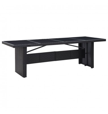  Sodo stalas, juodas, 240x90x74cm, poliratanas ir stiklas