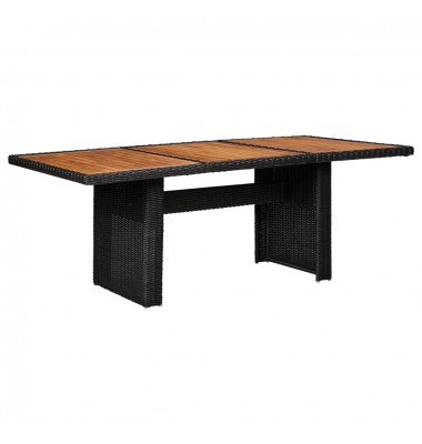  Sodo valgomojo stalas, juodas, 200x100x74cm, poliratanas