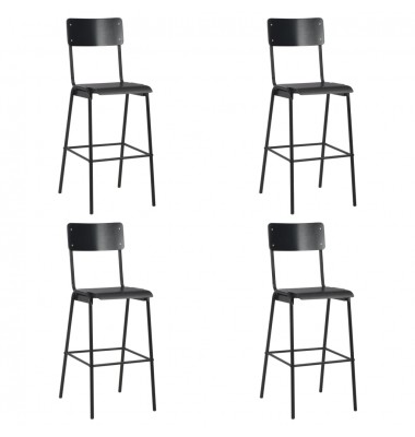  Baro taburetės, 4vnt., juodos, fanera ir plienas (2x280081) - Baro kėdės - 1