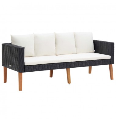  Dvivietė sodo sofa su pagalvėlėmis, juodos spalvos, poliratanas - Lauko sofos, lovos - 1