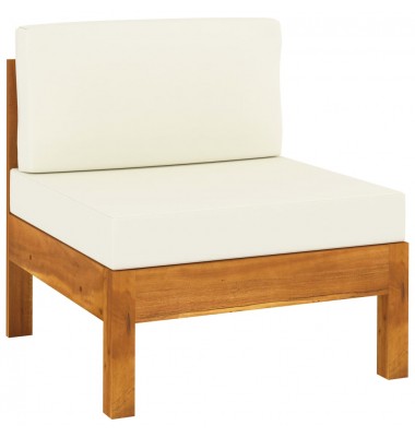  Vidurinė sofos dalis su kreminėmis pagalvėmis, akacijos masyvas - Moduliniai lauko baldai - 1
