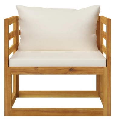 Sodo kėdė su kreminėmis pagalvėlėmis, akacijos medienos masyvas - Moduliniai lauko baldai - 2