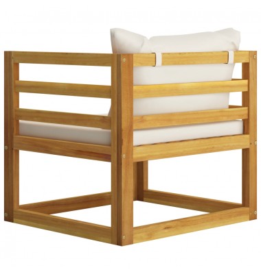 Sodo kėdė su kreminėmis pagalvėlėmis, akacijos medienos masyvas - Moduliniai lauko baldai - 4