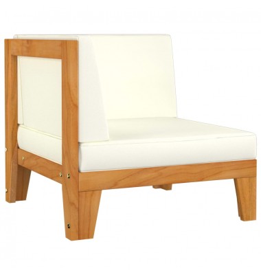  Modulinė kampinė sofa su kreminėmis pagalvėlėmis, akacija - Moduliniai lauko baldai - 1