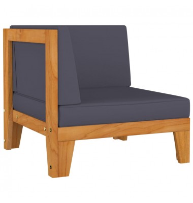  Modulinė kampinė sofa su tamsiai pilkomis pagalvėlėmis, akacija - Moduliniai lauko baldai - 1
