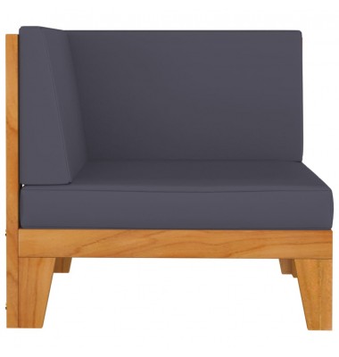  Modulinė kampinė sofa su tamsiai pilkomis pagalvėlėmis, akacija - Moduliniai lauko baldai - 2