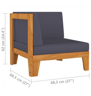  Modulinė kampinė sofa su tamsiai pilkomis pagalvėlėmis, akacija - Moduliniai lauko baldai - 7