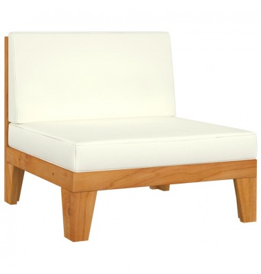  Modulinė vidurinė sofos dalis su kreminėmis pagalvėmis, akacija - Moduliniai lauko baldai - 1