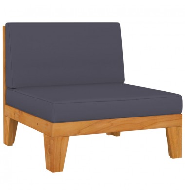  Modulinė vidurinė sofos dalis su pilkomis pagalvėmis, akacija - Moduliniai lauko baldai - 1
