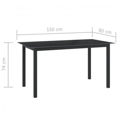  Sodo stalas, juodas, 150x90x74cm, aliuminis ir stiklas  - Lauko stalai, staliukai - 5