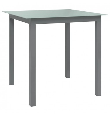  Sodo stalas, šviesiai pilkos, 80x80x74cm, aliuminis ir stiklas 
