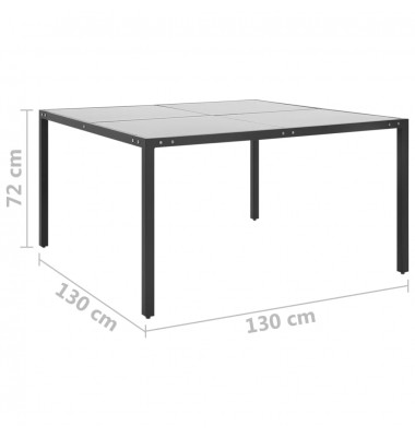  Sodo stalas, antracito, 130x130x72cm, plienas ir stiklas - Lauko stalai, staliukai - 4