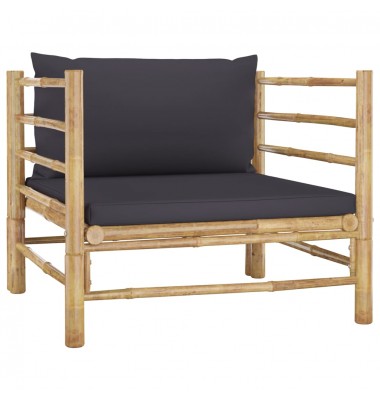  Sodo sofa su tamsiai pilkomis pagalvėlėmis, bambukas - Moduliniai lauko baldai - 1