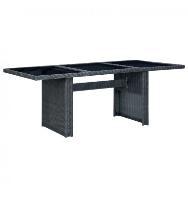  Sodo stalas, tamsiai pilkas, poliratanas ir grūdintas stiklas - Lauko stalai, staliukai - 1