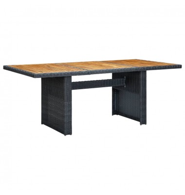  Sodo stalas, tamsiai pilkas, poliratanas ir akacijos masyvas - Lauko stalai, staliukai - 1