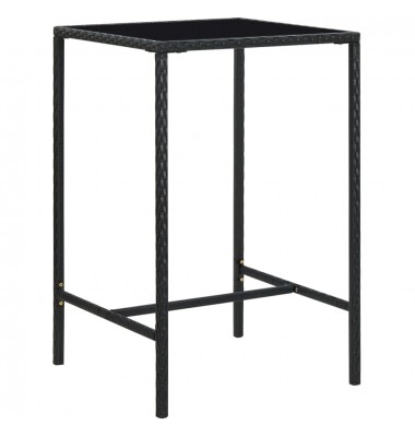  Sodo baro stalas, juodas, 70x70x110cm, poliratanas ir stiklas - Lauko stalai, staliukai - 1