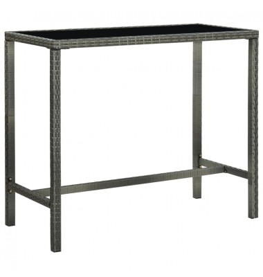  Sodo baro stalas, pilkas, 130x60x110cm, poliratanas ir stiklas - Lauko stalai, staliukai - 1